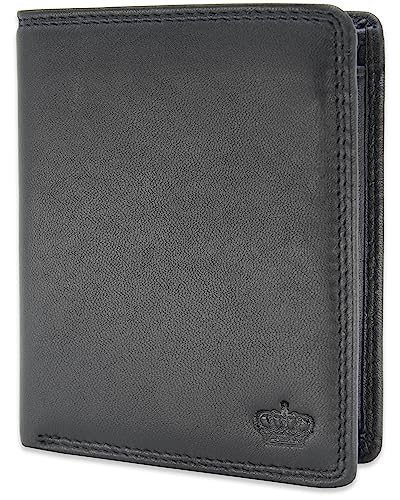 Baur Herren Geldbörse Echtes Leder Nappa | Geldbeutel mit RFID Schutz | Portemonnaie Hochformat | Geldtasche mit Münzfach |Wallet mit viele Kartenfächer (Hochformat mit Druckknopf innen, Schwarz) von Baur since 1976