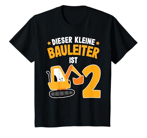 Dieser kleine Bauleiter ist 2 | 2. Geburtstag Jungen Bagger T-Shirt von Baustelle Baufahrzeuge Kindergeburtstag