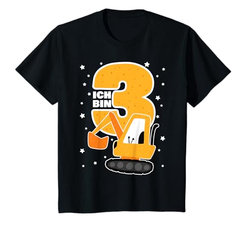 Ich Bin 3 Jahre | Drei Jahre Baustelle | Jungen Bagger T-Shirt von Baustelle Baufahrzeuge Kindergeburtstag