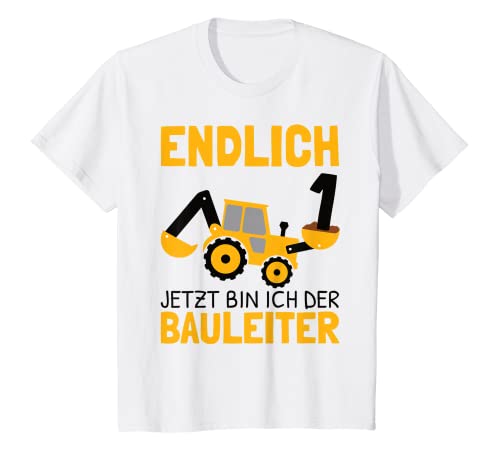 Kinder Radlader | Jetzt Bin Ich Der Bauleiter 1 Jahr Jungen Bagger T-Shirt von Baustelle Baufahrzeuge Kindergeburtstag