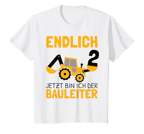 Radlader | Jetzt Bin Ich Der Bauleiter 2 Jahre Jungen Bagger T-Shirt von Baustelle Baufahrzeuge Kindergeburtstag