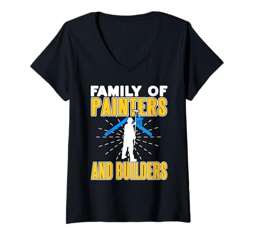 Damen Stolze BAU- und Malerfamilie mit Humor T-Shirt mit V-Ausschnitt Damen Stolze BAU- und Malerfamilie mit Humor T-Shirt mit V-Ausschnitt von Baustelle Handwerk Team Renovierung Spaß