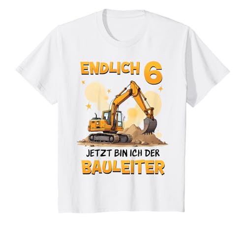 Kinder Endlich 6 Bauleiter Bagger Baustelle Kinder Geburtstag T-Shirt Kinder Endlich 6 Bauleiter Bagger Baustelle Kinder Geburtstag T-Shirt von Baustelle Kinder Geburtstag Sprüche