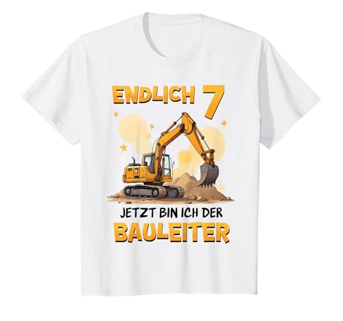 Kinder Endlich 7 Bauleiter Bagger Baustelle Kinder Geburtstag T-Shirt Kinder Endlich 7 Bauleiter Bagger Baustelle Kinder Geburtstag T-Shirt von Baustelle Kinder Geburtstag Sprüche