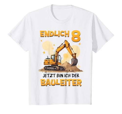 Kinder Endlich 8 Bauleiter Bagger Baustelle Kinder Geburtstag T-Shirt Kinder Endlich 8 Bauleiter Bagger Baustelle Kinder Geburtstag T-Shirt von Baustelle Kinder Geburtstag Sprüche