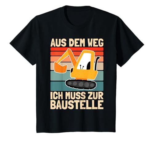 Aus Dem Weg Ich Muss Zur Baustelle | Jungen Bagger T-Shirt von Baustelle und Baufahrzeug Designs Für Kinder
