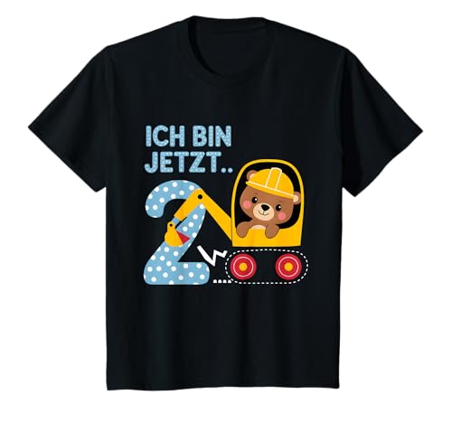 Kinder Ich Bin Jetzt 2 Bagger Bär 2. Geburtstag Geburtstags T-Shirt von Baustellen Bagger Bär Kinder Geburtstagsshirts