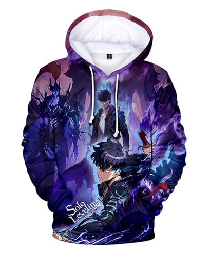 Bauxhie Anime Solo Leveing Hoodie Sung Jin Woo Cosplay 3D gedruckt Pullover Langarm Sweatshirt für Unisex (Stil 1, L) von Bauxhie
