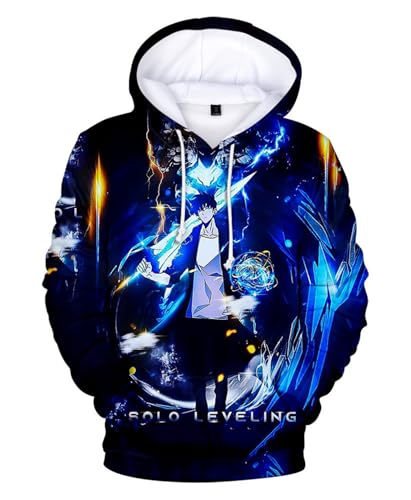 Bauxhie Anime Solo Leveing Hoodie Sung Jin Woo Cosplay 3D gedruckt Pullover Langarm Sweatshirt für Unisex (Stil 6, XL) von Bauxhie