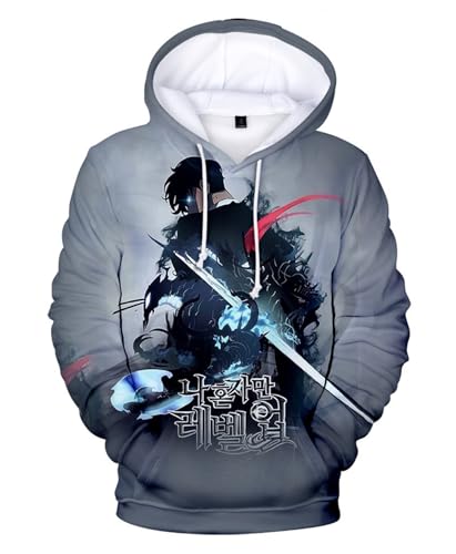 Bauxhie Anime Solo Leveing Hoodie Sung Jin Woo Cosplay 3D gedruckt Pullover Langarm Sweatshirt für Unisex (Stil 9, XS) von Bauxhie