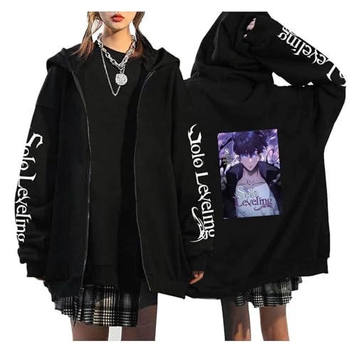 Bauxhie Unisex Sung Jin Woo Cosplay Zip Up Jacke Solo Leveling Merch Hoodie Kapuzenpullover Outwear (Stil 7, M) von Bauxhie