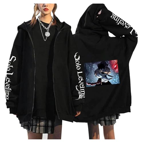 Bauxhie Unisex Sung Jin Woo Cosplay Zip Up Jacke Solo Leveling Merch Hoodie Kapuzenpullover Outwear (Stil 8, XXXL) von Bauxhie
