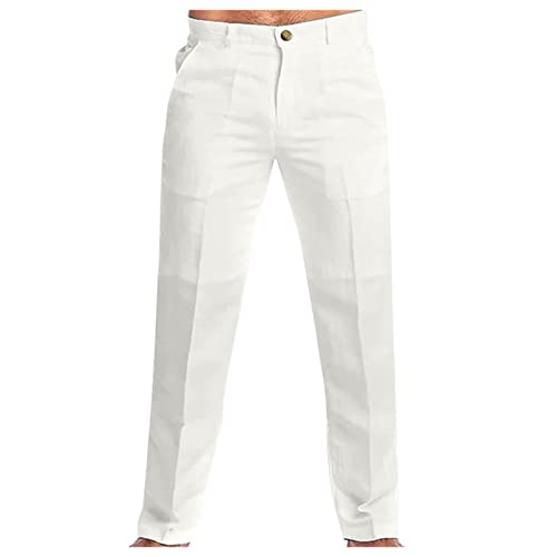 Anzughose Herren Chino Hose Herren Leinenhose Freizeit Business Hose Mode Golfhose Bequeme Baumwolle Leinen Stoffhose Lässig Sommer Herbst Hose Lang Dünne Anzughose Basic Pants Slim Fit von Bauzuoyo