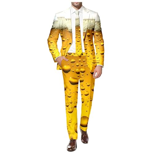 Bauzuoyo Anzug Herren Oktoberfest Kleidung Rollenspiel Bier Party Kostüm Karneval Cosplay Anzug Fancy Dress Up Kostüm 3D Druck Herren Anzüge Anzugjacke und Anzughose 2-Teilig von Bauzuoyo