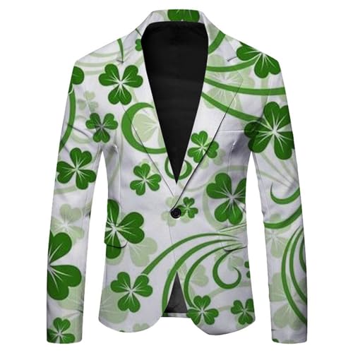 Bauzuoyo Anzug Herren Party Sakko für Herren St. Patrick's Day Luck of The Irish Kleeblatt Anzug Jackett ohne Hose 80er Herrenkostüm St. Patricks Day Shamrock Party Karneval Kostüm von Bauzuoyo