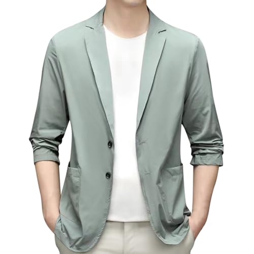 Bauzuoyo Blazer Herren Sportlich Sommer Freizeitanzug Herren Elegant Smoking Dünner Anzug Dünne Jacke Sakko Sportlich Regular Fit Freizeit Blazer 2 Knöpfe Business Blazer Hochzeit Party Jacke von Bauzuoyo