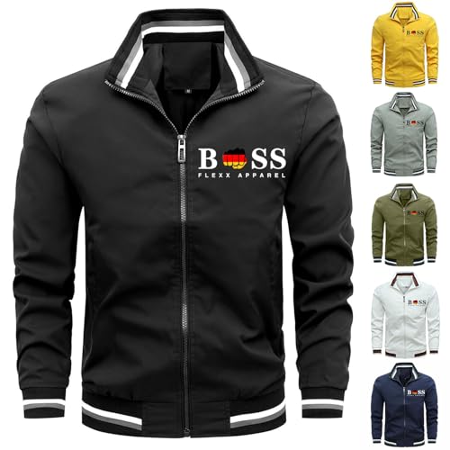 Bauzuoyo Fahrradjacke Herren Wasserdicht Atmungsaktiv Outdoorjacke Ohne Kapuze Übergangsjacke Bomberjacke mit Taschen Langarm Leicht Sportjacke Windbreaker Fahrrad Sonnenschutz Kleidung von Bauzuoyo