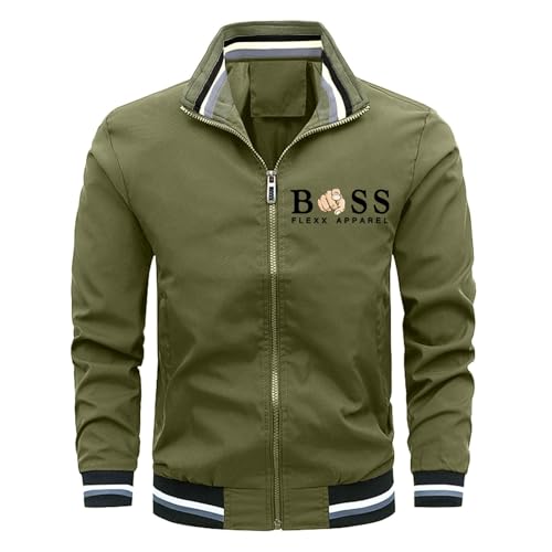 Bauzuoyo Fahrradjacke Herren Wasserdicht Atmungsaktiv Outdoorjacke Ohne Kapuze Übergangsjacke Bomberjacke mit Taschen Langarm Leicht Sportjacke Windbreaker Fahrrad Sonnenschutz Kleidung von Bauzuoyo