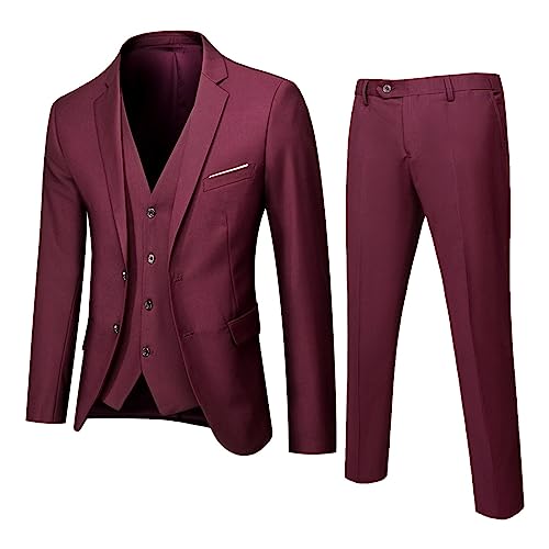 Bauzuoyo Herren Anzug 3 Teilig Modern Fit Hochzeit Anzüge 3-teiliger Jacke Weste Komplett Vintage Party Klassisch Charmant Sets Herrenanzug Set Business Blazer Hosenanzug Slim Fit Männer von Bauzuoyo