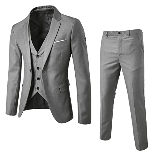 Bauzuoyo Herren Anzug Formal Tweed Wolle Fischgrät 3 Stück Hochzeit Smoking Klassische Blazer SetBlazer Weste Hose Herrenanzug 3-teilig Tweed Kariertes Design Tailliertes Fit Formelle Anzüge von Bauzuoyo