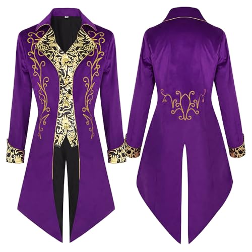 Bauzuoyo Herren Mittelalter Steampunk Frack Viktorianischer Prinz Jacke Uniform Frock Mantel Barock Herren Kostüm Vintage Renaissance Kostüm Männer Gothic Vikings Piraten Vampir Kostüm von Bauzuoyo