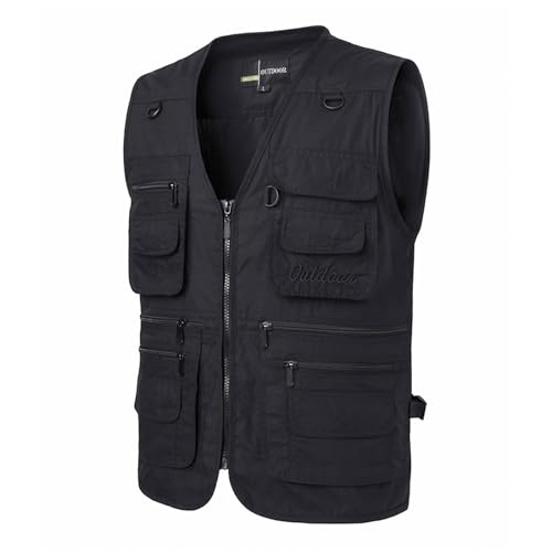 Bauzuoyo Herren Outdoor Weste Cargo Weste Arbeitsweste Herren Dünne Anglerweste Mit Vielen Taschen Leicht Softshelljacke Ohne Ärmel Multifunktionsweste Einfarbig Westen Sommerweste Sportwesten von Bauzuoyo