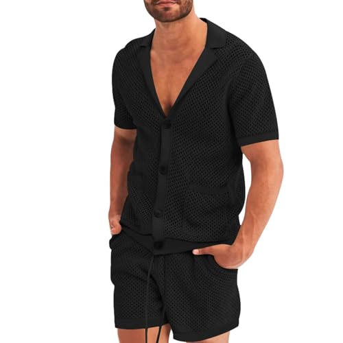 Bauzuoyo Herren Transparent Schlafanzug Set Mesh Pyjama Kurz Sexy Nachtwäsche Button Down Kurzarm Hemd Oberteil Boxershorts Sommer Sleepwear Freizeitanzug Bequeme Sportanzug Jogginganzug Bauzuoyo Herren Transparent Schlafanzug Set Mesh Pyjama Kurz Sexy Nachtwäsche Button Down Kurzarm Hemd Oberteil Boxershorts Sommer Sleepwear Freizeitanzug Bequeme Sportanzug Jogginganzug von Bauzuoyo