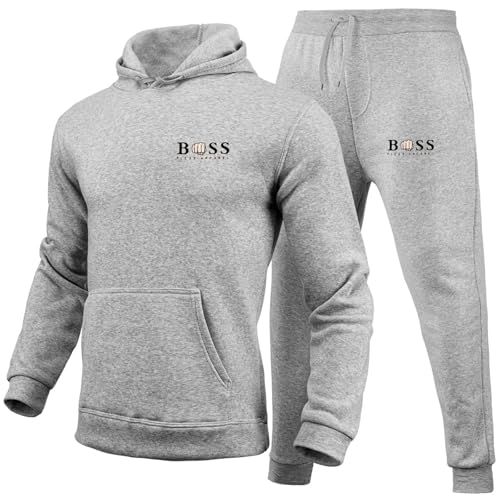 Bauzuoyo Jogging Set für Herren - 2 Teilig Trainingsanzug Mit Hoodie Und Hosen - Loose Fit Sportanzug Mit Kapuze - Langarm Oversize Warm Freizeitanzug von Bauzuoyo