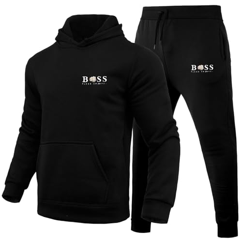 Bauzuoyo Jogging Set für Herren - 2 Teilig Trainingsanzug Mit Hoodie Und Hosen - Loose Fit Sportanzug Mit Kapuze - Langarm Oversize Warm Freizeitanzug von Bauzuoyo