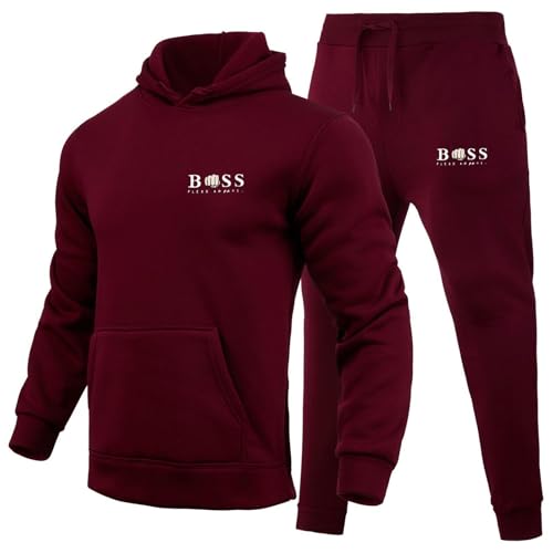 Bauzuoyo Jogging Set für Herren - 2 Teilig Trainingsanzug Mit Hoodie Und Hosen - Loose Fit Sportanzug Mit Kapuze - Langarm Oversize Warm Freizeitanzug von Bauzuoyo