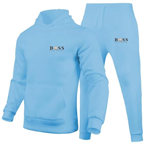 Bauzuoyo Jogging Set für Herren - 2 Teilig Trainingsanzug Mit Hoodie Und Hosen - Loose Fit Sportanzug Mit Kapuze - Langarm Oversize Warm Freizeitanzug von Bauzuoyo