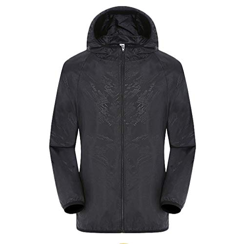 Bauzuoyo Regenjacke Herren Wasserdicht Fahrrad Windbreaker Sonnenschutz Packbare Ultraleichte Windjacke Regenmantel mit Kapuze Einfarbig Outdoorjacke Atmungsaktiv Übergangsjacke für Herren von Bauzuoyo
