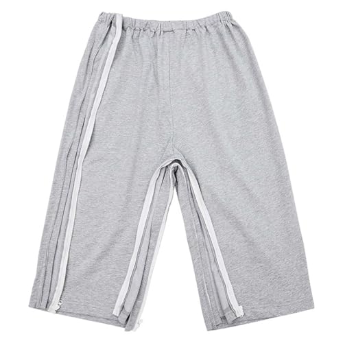 Bauzuoyo Reha Hose Herren Seitlich Zu Öffnen Patientenkleidung Reißverschluss Patientenhose Dünne Leichte 3/4 Shorts Patientenpflege Kleidung Lähmungskleidung Einfaches An- und auszuziehen von Bauzuoyo