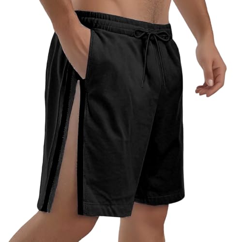 Bauzuoyo Reha Hose Herren Seitlich Zu öffnen Reißverschluss Kurze Hose Sommer Lässige Sport Shorts Atmungsaktiv Strandhose für Fitness Jogger Basketball Outdoor Workout Trainingsshorts von Bauzuoyo