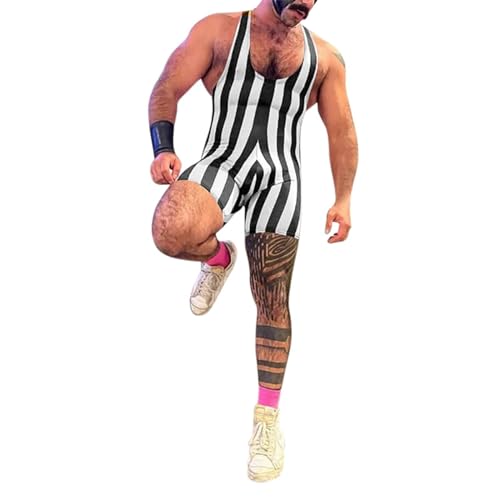Bauzuoyo Sportlich Schwimmanzug Herren Jumpsuits Einteilige ärmellose Active Wrestling Trikot Gewichtheben Lightweight Wrestling Singuletts Athletic Supporters Slim Fit Sport Bodysuit von Bauzuoyo