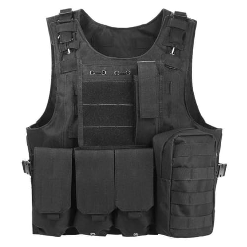 Bauzuoyo Taktische Weste Herren Militär Camouflage Kampfweste Polizei Weste Airsoft Weste für Jagd CS Feldspiel Sicherheitswächter Outdoor Camping Wandernweste Jagdweste Einheitsgröße von Bauzuoyo