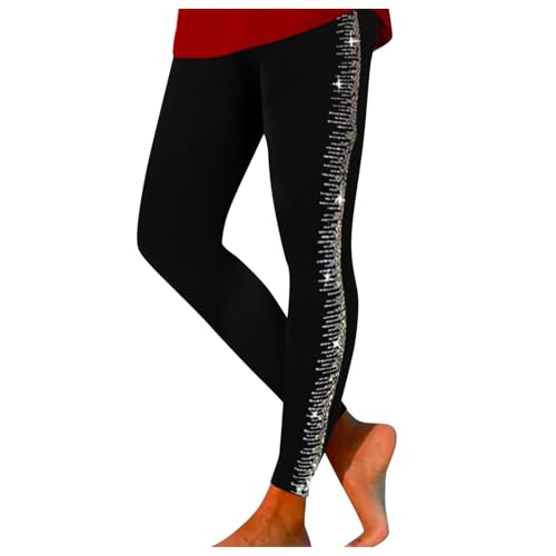 Bauzuoyo Thermoleggings Damen Winter Strass Leggings Frauen reizvolle glänzende Beute Kristallhosen beiläufige Outwear Fleece Futter elastische warme Strumpfhose Hohe Taille Yogahose von Bauzuoyo