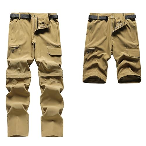 Bauzuoyo Wanderhose Herren Zip Off Atmungsaktiv Wasserdicht Abnehmbar Trekkinghose Leichte Sommer Outdoorhose Oversized Baggy Stretch Cargohose Gerade Bein Schnelltrocknende Arbeitshosen von Bauzuoyo