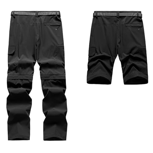 Bauzuoyo Wanderhose Herren Zip Off Atmungsaktiv Wasserdicht Abnehmbar Trekkinghose Leichte Sommer Outdoorhose Oversized Baggy Stretch Cargohose Gerade Bein Schnelltrocknende Arbeitshosen von Bauzuoyo