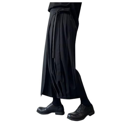Herren Hose Unregelmäßige Traditioneller Rock GroßE GrößEn Herrenhose Einfarbig Samurai Hakama Haremshose Leichte Freizeithose Baggy Streetwear Kilt Japanischer Stil von Bauzuoyo