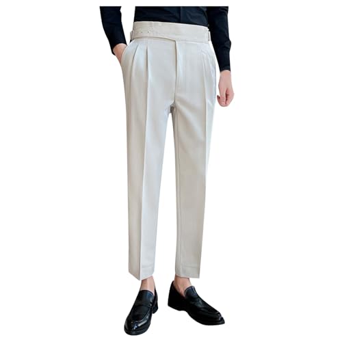 Herren Neapel Anzughose mit Einstecktasche Sportlich Gerade Geschnitten Business Hose Slim Fit Komfortable Anzughose Lang Hohem Bund Hosen Retro Britische Hosen Licht Loungewear von Bauzuoyo