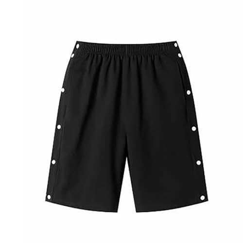Kurze Hose Herren Sommer Dünn Reha Hose mit Seitlichen Knöpfen Elastische Taille Kurze Jogginghose Herren mit Taschen Atmungsaktiv Loose Casual Basketball Shorts Sport Streetwear von Bauzuoyo
