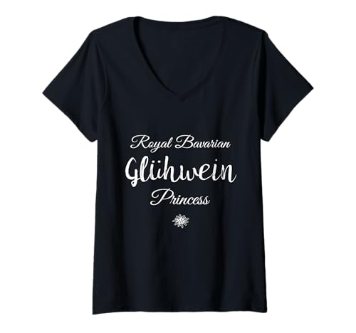Damen Royal Bavarian Glühwein Princess T-Shirt mit V-Ausschnitt von Bavaria Deluxe