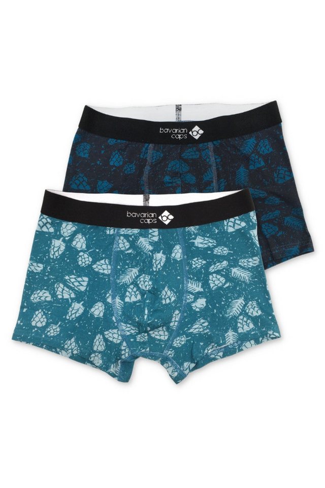 Bavarian Caps Schlafanzug Boxershorts 2er Set - HOPFENERNTE - türkis/anthrazit von Bavarian Caps
