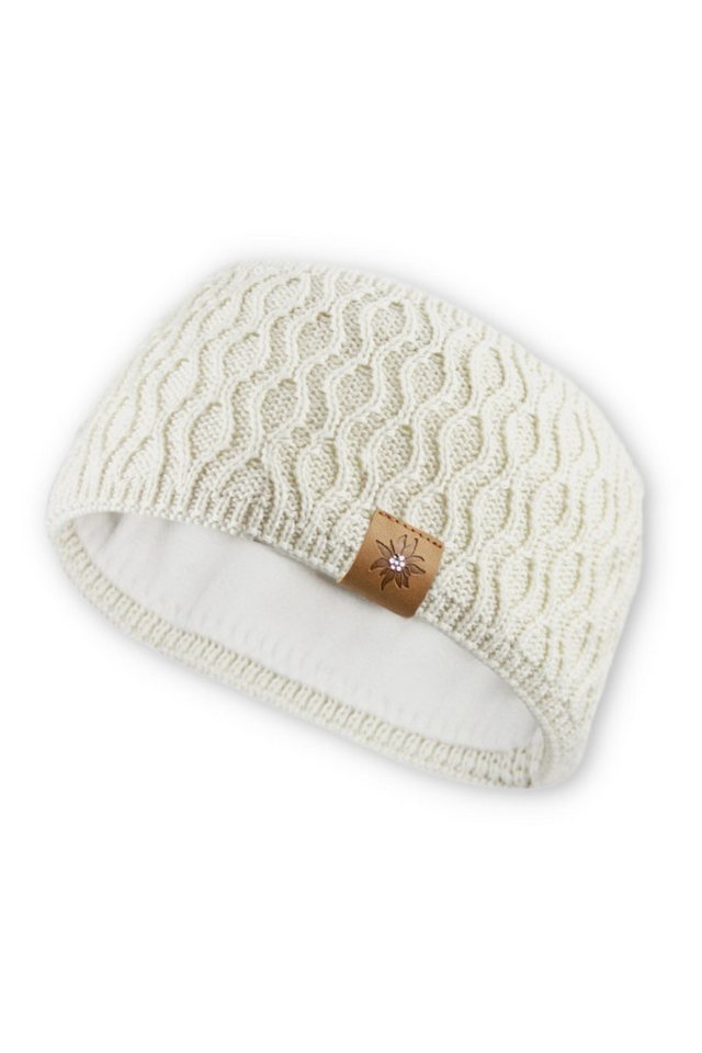 Bavarian Caps Strickmütze Stirnband Damen - GLITZER-EDELWEIß - bordeaux, natur von Bavarian Caps