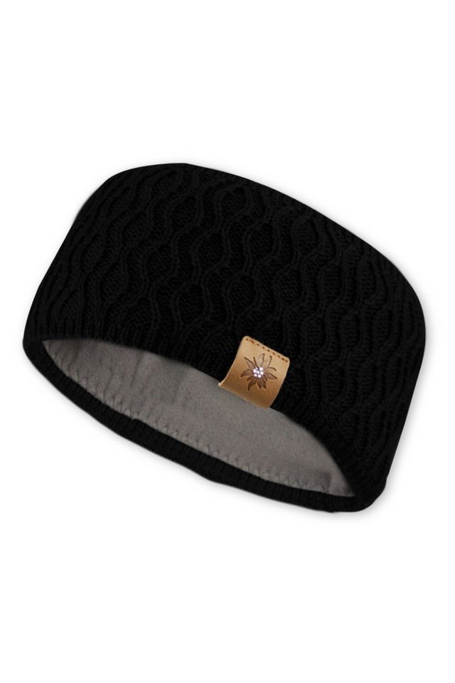 Bavarian Caps Strickmütze Stirnband Damen - GLITZER-EDELWEIß - schwarz von Bavarian Caps