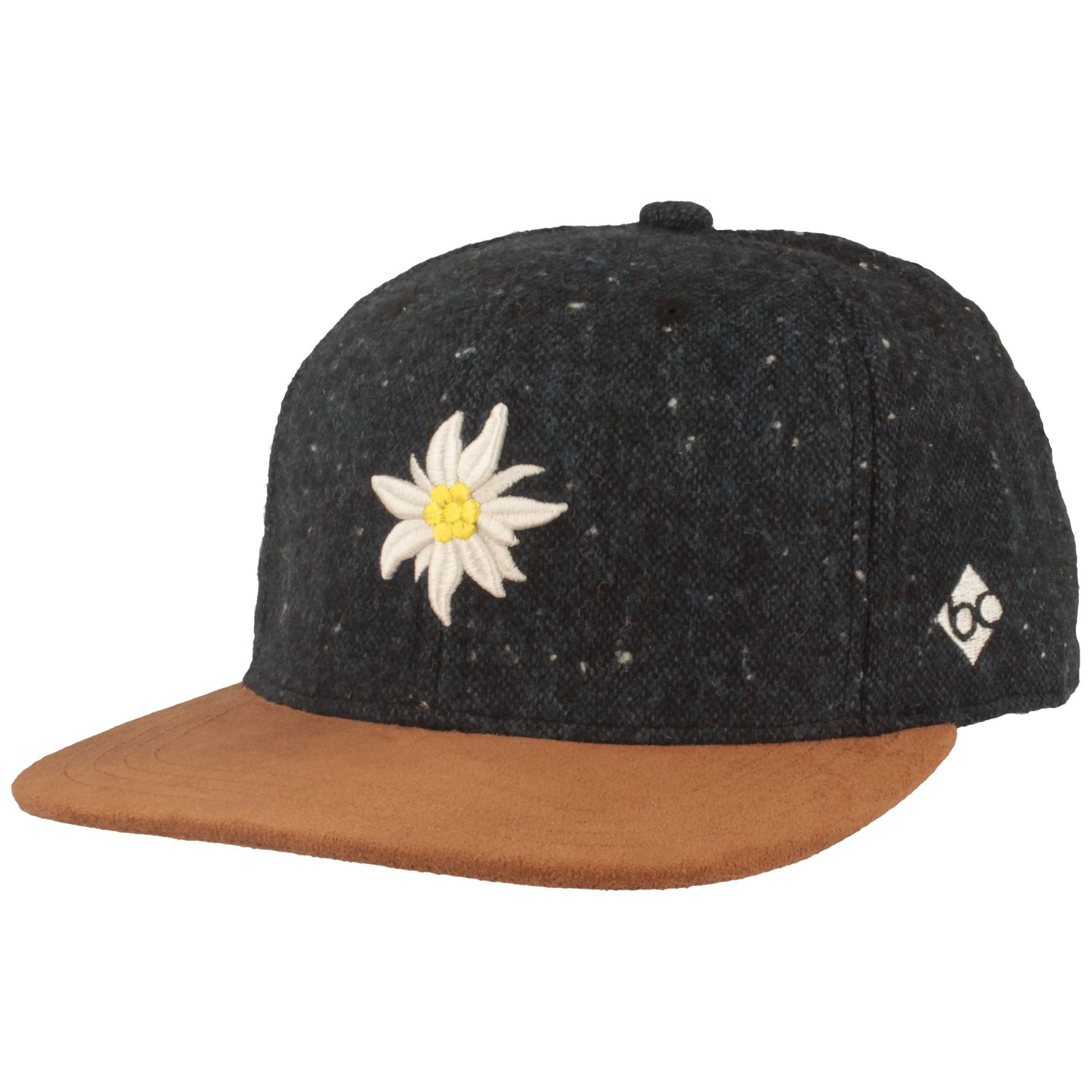 "Edelweiss" melierte Bavarian Caps Flat Brim Snapback Baseball-Cap von Bavarian Caps