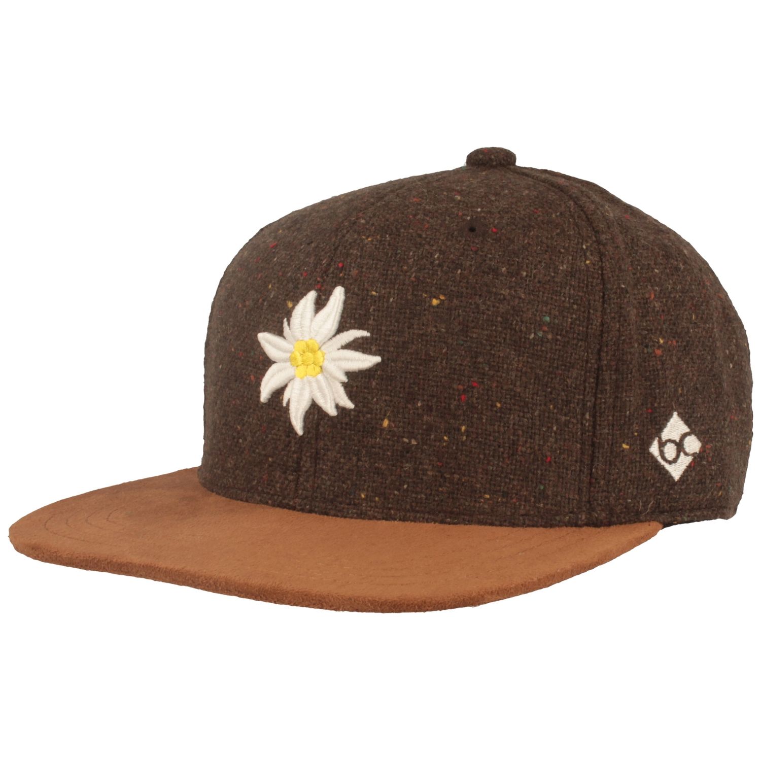 "Edelweiss" melierte Bavarian Caps Flat Brim Snapback Baseball-Cap von Bavarian Caps