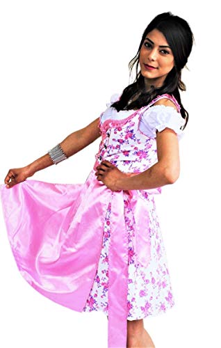 Bavarian Clothes Dirndl Trachtenkleid GEBLÜMT ROSA WEIß MTS053 Größe 40 3.TLG von Bavarian Clothes