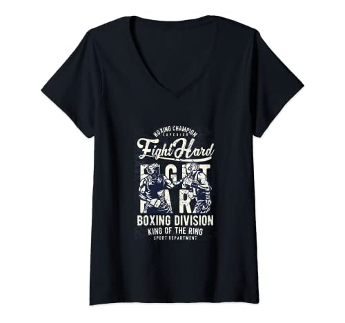 Damen Boxing Fight Hard Boxing Division Retro Sportbekleidung T-Shirt mit V-Ausschnitt Damen Boxing Fight Hard Boxing Division Retro Sportbekleidung T-Shirt mit V-Ausschnitt von Bavarian Fashion - Print Design Clothes